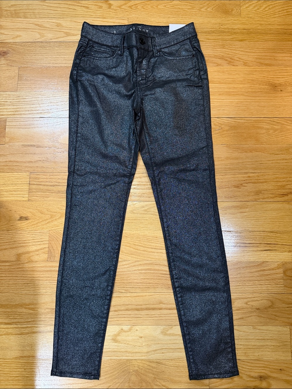 White House Black Market Black Metallic Skinny Jeans